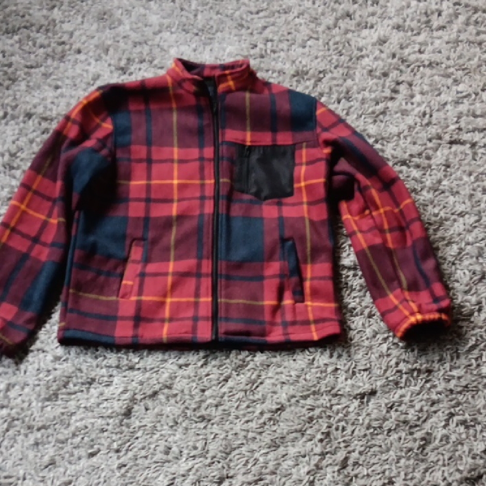 Men's Red Plaid Zip-Up Jacket